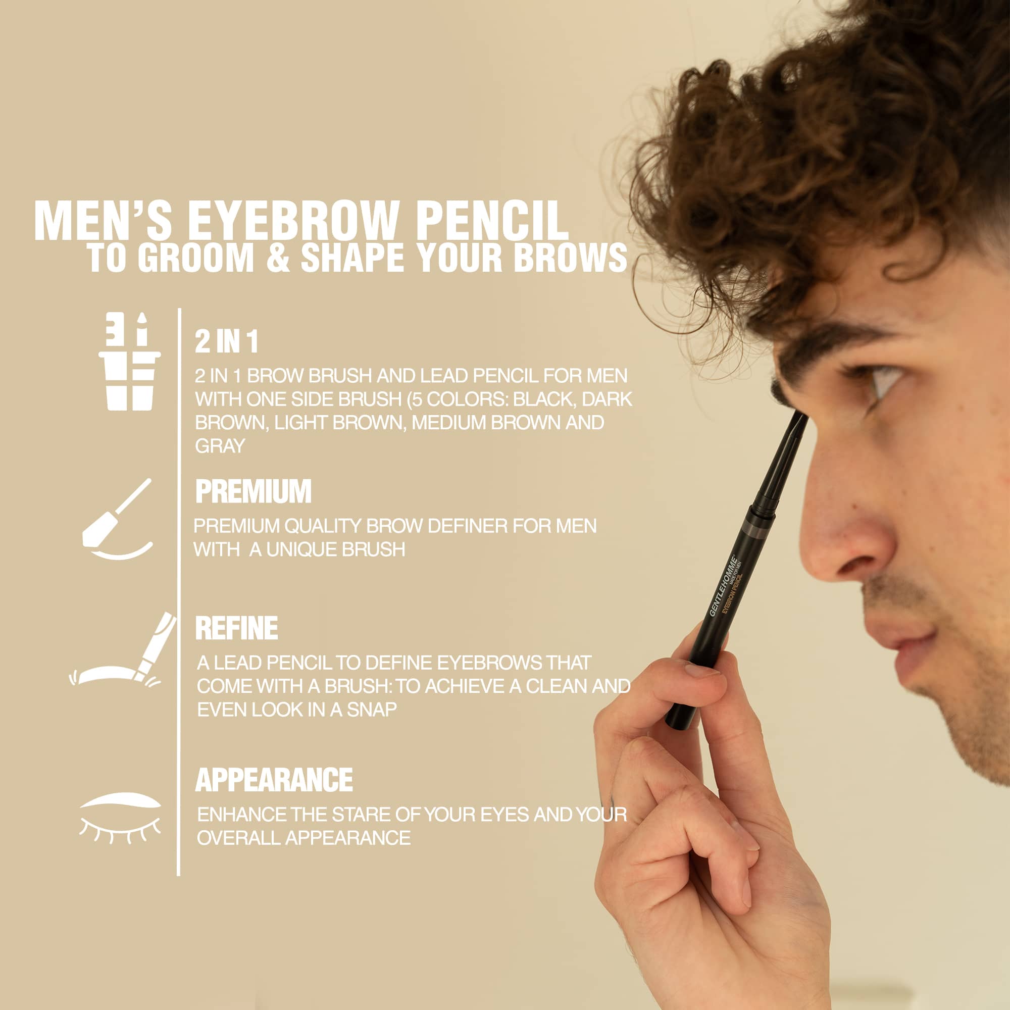 Gentlehomme Eyebrow Pencil for Men Eyebrows Brush