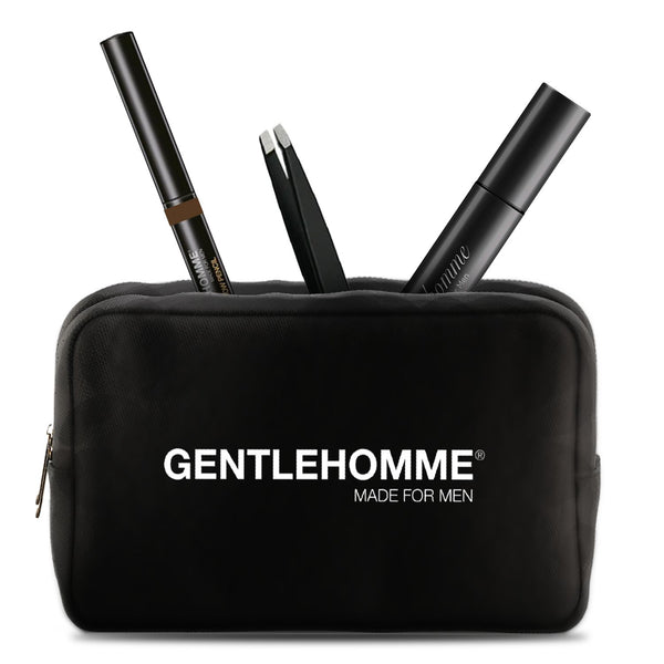Gentlehomme - Dark Brown Eyebrow Pencil, Clear Eyebrow Gel, Tweezer, and Travel Pouch